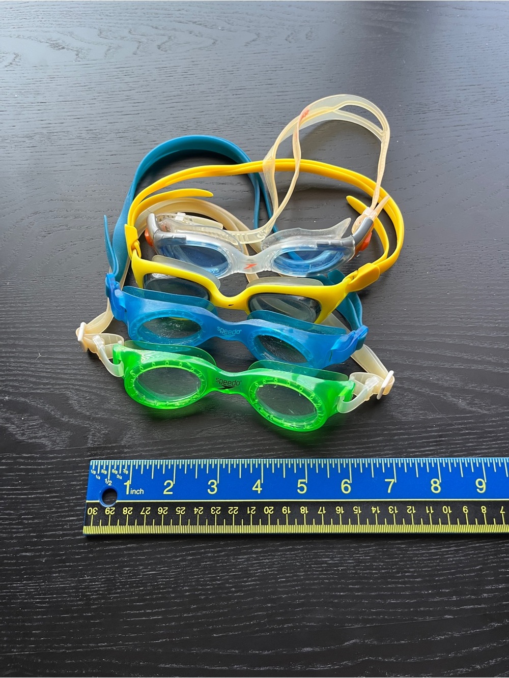Speedo Swim Goggles Lot of 4 Blue Green Yellow Clear Biofuse Adjustable Straps - Picture 7 of 16